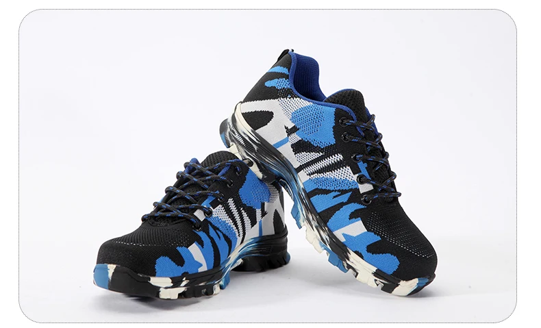Fashion Lightweight Outdoor Men Steel Toe Cap Military Safety Work Boots Camouflage Anti Puncture Indestructible Shoes