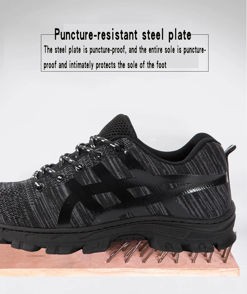Men's Safety Shoes, Anti-Smash and Anti-Stab, Lightweight and Breathable Protective Shoes for Construction Site Work